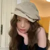 Boina de Algodón y Lino Estilo Japonés, Diseño de Nicho, Nube para Mujer, Sombrero de Artista Plegado Versátil Vintage de Verano que Hace que la Cara se Vea Más Pequeña