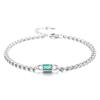 Pulseira Quadrada de Esmeralda e Diamante em Prata Esterlina 925 Feminina Simples Versátil Pulseira Quadrada de Zircônia Personalizada Joias de Prata Elegantes
