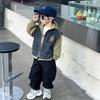 Chaqueta de Mezclilla de Otoño para Niños Estilo Coreano Chaqueta Elegante con Capucha para Niños Pequeños y Niños Pequeños