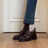 Versão em Pele de Ovelha~Mocassins de Boca Profunda com Fivela Retrô para Mulheres Simples para o Trabalho Salto Grosso Slip-ons Estilo Britânico Sapatos Pequenos de Couro