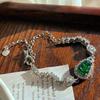 Pulsera Vintage de Hoja de Jade Natural Plata 925
