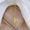 [Aço titânio] Wang Wang Wang Poodle Light Luxo Elegante Lindo Colar de Diamante Feminino All-match Clavícula Corrente de Aço Titânio