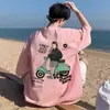 Camiseta de Algodão Puro de Manga Curta para Meninos com Estampa de Desenho Animado Verão 2025 Linda Blusa para Adolescentes, Alunos do Ensino Fundamental II e Médio