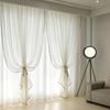 Moderno minimalista tela da janela nórdica jacquard cortina transparente branco all-match sala de estar quarto sala de jantar cozinha cortina atacado