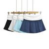 Falda plisada de cintura alta con dobladillo y costuras en contraste de color para fitness, estilo retro americano de otoño, estilo Spice Girl