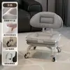 Taburete Pequeño Doméstico Giratorio con Ruedas, Taburete Bajo con Ruedas, Taburete Amigable para Niños con Ruedas, Taburete Redondo Perezoso con Respaldo