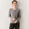 Nuevo Cárdigan de Cachemir de Color Sólido Versátil con Cuello Redondo Estilo Coreano Chaqueta Holgada Simple Camisa Base