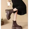Botas Martin Retro Inverno 2026 para Mulheres, Estilo Britânico, Baixas, Sola Grossa, Forradas com Lã, Cano Curto Ajustadas, Botas Meia-Calça Bico Redondo