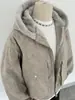 Chaqueta de Algodón Gruesa Cálida de Invierno con Textura de Mármol para Hombre, Abrigo Holgado Versátil con Capucha Águila de Montaña Tendencia
