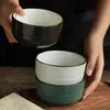 2 piezas de cuenco pequeño de cerámica defectuoso cuenco de arroz de 4.5 pulgadas cuenco pequeño para sopa cuenco para comer en casa hermoso hermoso color Nórdico