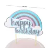 Decoración de pastel para hornear globo aerostático de arcoíris nube molino de viento ins bandera de inserción para pastel de feliz cumpleaños