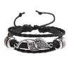 Accesorios de aleación de varias piezas cuerda de mano tejida a mano diy pulsera de cuero de moda callejera simple para hombre