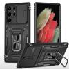 Adequado para Samsung S25Ultra Capa de Celular com Suporte de Anel com Janela de Empurrar S25Plus Cliente Terá Capa Multifuncional Anti-Queda S24
