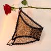 Ropa Interior de Encaje con Elemento Leopardo de Moda Francesa para Mujer, de Tiro Bajo con Tira Fina Cruzada, Tentación Pura Deseo, Tanga Hueco para Mujer
