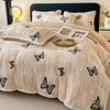 Conjunto de Cama de Inverno Quente de Quatro Peças em Veludo Leite Esculpido de Alta Qualidade, Lençóis Grossos com Forro de Lã e Lençóis de Elástico