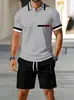 Comércio Exterior Aliexpress Temu Moda Masculina Casual Camiseta Polo de Manga Curta Estampa 3D Conjunto de Roupas e Calças
