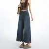 Nuevos jeans retro de moda para primavera y verano, bordados, de cintura alta, únicos, cropped para mujer, pantalones holgados y acampanados que estilizan, para figuras petite