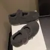 2026 Zapatos Peludos de Invierno de Moda que Aumentan la Altura Mocasines Felpudos con Más Terciopelo Zapatos de Algodón Cálidos Zapatos de Felpa Gris Claro Mocasines Casuales