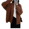 Cardigan de Tricô Estilo Coreano Solto e Preguiçoso Outono e Inverno 2026 Novo Suéter Jaqueta de Cor Sólida com Trança para Mulheres em Estilo Preppy