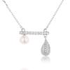 Nuevo Collar Estilo Ins de Plata Esterlina Electrochapado en Oro de 18k con Perla Natural de Agua Dulce Cadena Clavicular Collar de Lujo Ligero de Alta Gama para Mujer