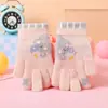 Guantes de Punto Cálidos de Cinco Dedos con Dibujos Animados Nuevos de Invierno para Niños Felpa Estudiante Lindos Guantes de Ciclismo para Niños y Niñas