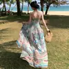 [Estilo Boho] Vestido Retro con Tirantes, Vestido Largo Femenino sin Espalda para Vacaciones en la Playa