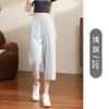 Pantalones Cortos de Verano Finos para Mujer Tallas Grandes, Nuevos Pantalones Casuales de Pierna Ancha de Cintura Alta, Pantalones de Ocho Puntos de Longitud Petite