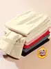 Pantalones cálidos de terciopelo para mujer para otoño, pantalones largos ajustados de doble lijado para invierno, leggings interiores auto-calentables ajustados