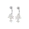 Aretes Originales de Plata de Ley S999 con Aguja, Flores Florecientes, Flores de Encanto Antiguo, Aretes Rectos en Forma de U, Nuevos Pequeños de Nicho, Adornos Suaves para Orejas, Dropshipping