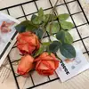 Flores Artificiales 3 Cabezas Rosa Manta Flor de Rosa Seca Humectante Hogar Decoración de Alta Gama Boda Ramo de Flores Falsas Adorno