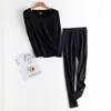Ropa interior térmica sin costuras de terciopelo para mujer, invierno, corte ajustado, adelgazante, traje de mallas largas, camiseta interior, forro polar, engrosado