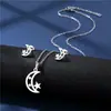 Traje de collar y pendientes de acero inoxidable nuevo europeo y americano para mujer pendientes sudamericanos cadena para la clavícula oso conjunto de dos piezas accesorios