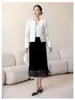 Falda de Terciopelo con Lentejuelas y Flecos para Mujer 2026 Primavera Nuevo Retro Elegante Abertura Pequeña Falda Negra