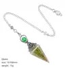 Colgante de péndulo de cristal natural, color plata vintage, piedra triturada multicolor, cono hexagonal, meditación yoga, cristal de meditación de frecuencia ajustable