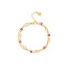 Colar de aço inoxidável com esmalte multicolorido de diamante de aço titânio pulseira de contas vintage francesa multicolorida nicho europeu e americano que não desbota