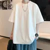 Camiseta de manga corta para hombre 2026 nuevo verano algodón estilo americano manga corta moderna holgada blanca versátil ropa con manga tres cuartos