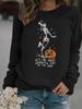 Suéter Halloween Redondo Estampado Caveira Abóbora Exportação Transfronteiriça Europeia e Americana É um Bom Momento Blusa de Manga Longa