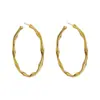 Pendientes de Bambú Nudo en Forma de C Electrochapados en Oro Real, Pendientes Geométricos, Accesorios de Oreja Únicos y Minimalistas para Mujeres con un Diseño de Nicho