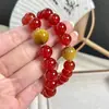 Pulsera de Plata de Ley S925 con Ágata Roja Natural y Ojo de Tigre, Nuevo Estilo Chino, Atmósfera de Año Nuevo, Pulsera de Moda, Sencilla y Versátil
