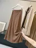 Falda de Cupro de Alta Gama Francesa Elegante con Textura, Línea A, para Mujer, Otoño 2026, Nueva, de Cintura Alta, Versátil, que se Ajusta a la Cadera, Estilo Sirena