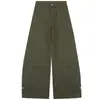 Jeans Lavado Verde Militar de Cintura Alta com Corte Wide-Leg Feminino Outono 2026 Novo Casual Solto Drapeado Calça Banana