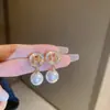 Pendientes de plata con baño de oro real, aguja cuadrada, borla de perla y circonita, pendientes de lujo ligero de alta gama, fabricante de pendientes vintage