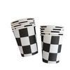 Decoración de fiesta de cumpleaños con enrejado en blanco y negro, suministros para fiesta con enrejado en blanco y negro, bandeja de papel, vaso de papel de seda, mantel, caja de dulces, banderín