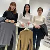 Top de manga larga de rayón de alta bala ajustado para mujer, otoño e invierno 2024, camiseta todo partido