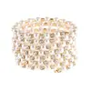 Pulseira de Moda Europeia e Americana Fio de Aço Elástico Pérola Diamante Pulseira Multicamadas Joia de Mão para Noiva Fabricante Feminino Atacado B329