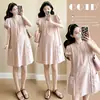 Vestido de Maternidade Elegante de Verão 2026, Slim Fit, Afina a Silhueta e Rejuvenesce, de Comprimento Médio