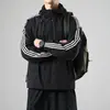 Chamarra con capucha de tres rayas para primavera y otoño transfronteriza, cortavientos funcional moderno de corte holgado para hombre, ropa exterior deportiva casual