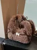 Bolsa Fofa de Coração para Menina Macia Peluda Feminina 2026 Nova Outono Inverno Popular Bolsa de Ombro Único de Pelúcia Bolsa de Axila Bolsa Casual