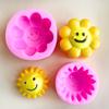 Molde de silicona de girasol con cara sonriente de dibujos animados diy chocolate queso mousse vela perfumada yeso molde para jabón huevo
