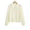 Estilo Old Money, polo de punto acanalado, nueva colección de principios de otoño para mujer, top de punto versátil con media cremallera